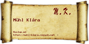Mühl Klára névjegykártya